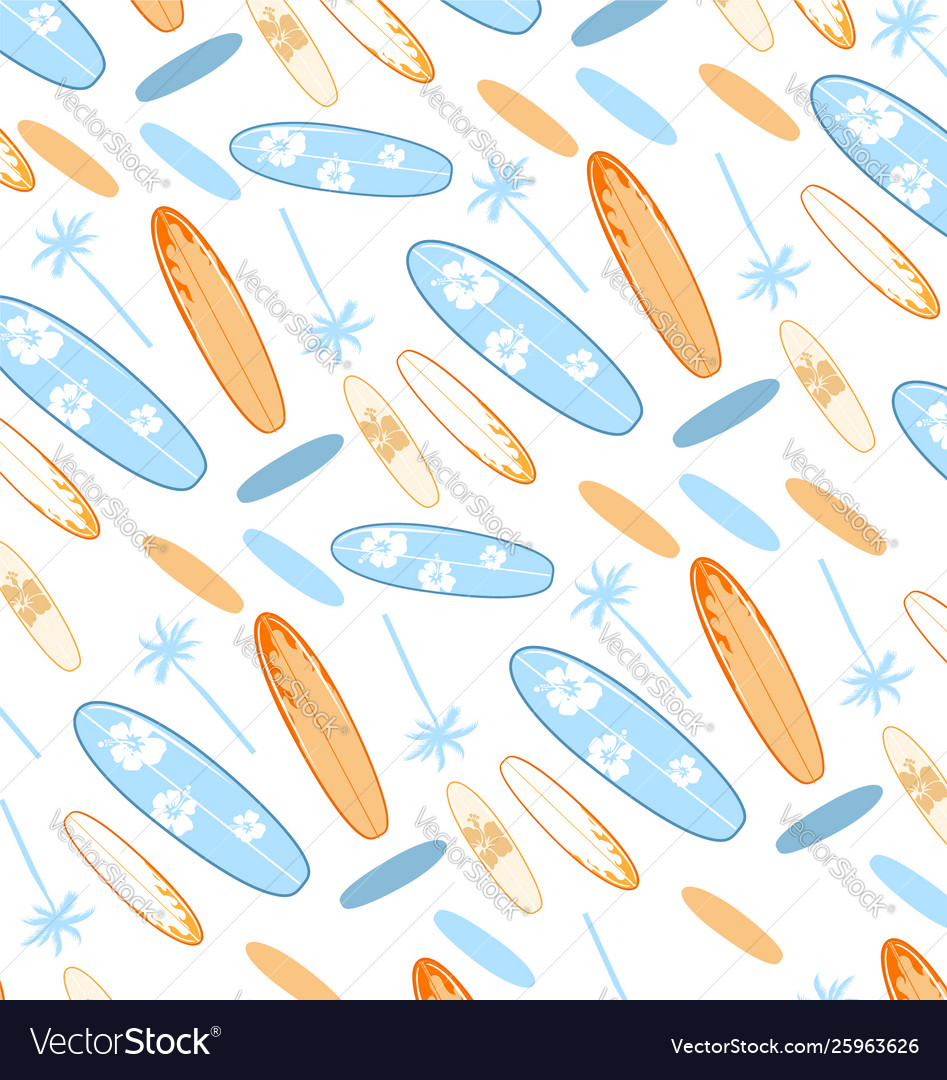 Seamless pattern with surfboards vector image Seamless pattern with surfboards