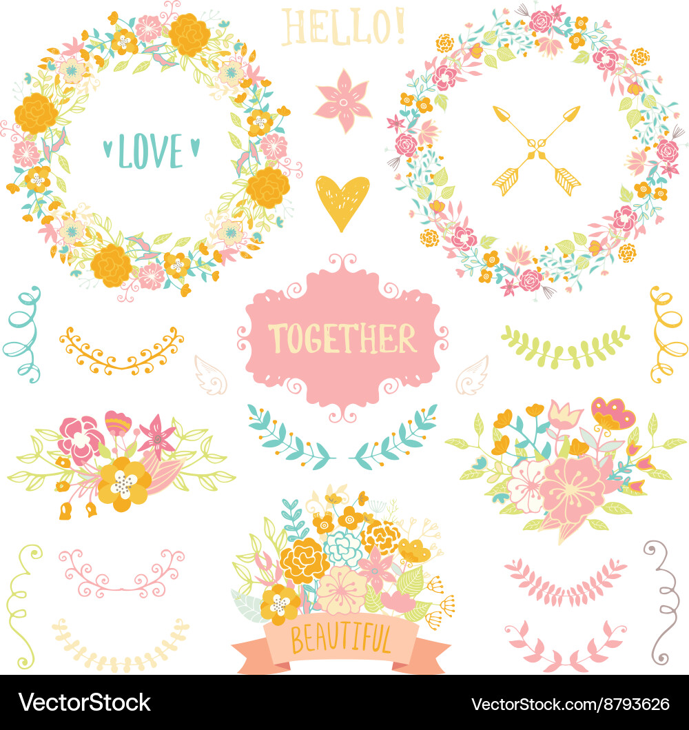 Wedding vintage elements collection Royalty Free Vector
