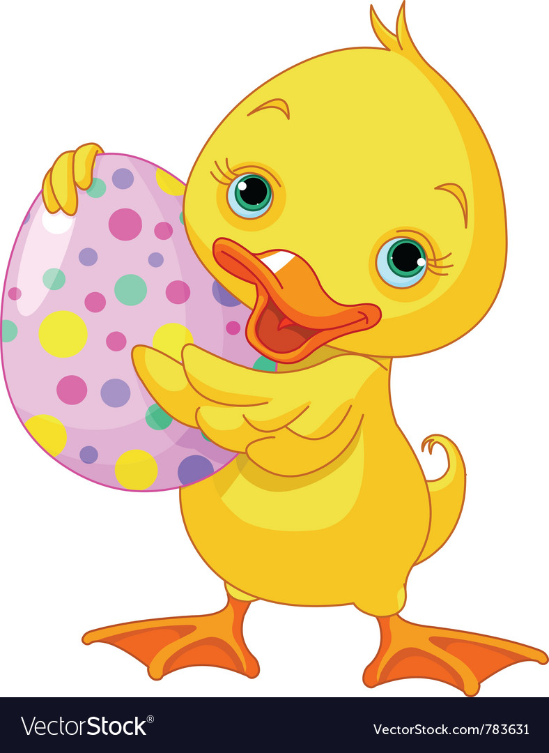 Easter duckling carrying egg Royalty Free Vector Image