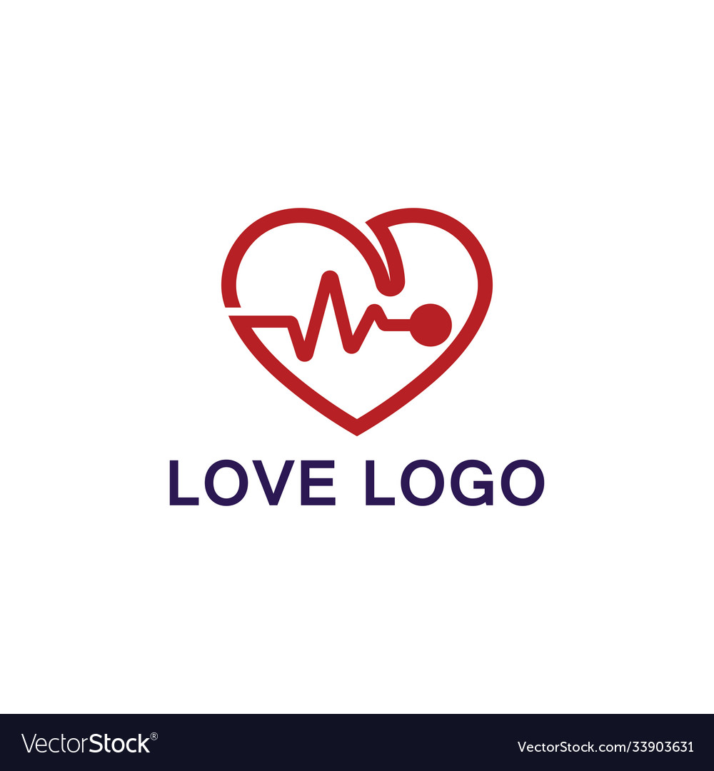 Love With Medical Pulse Logo Concept Health Vector Image