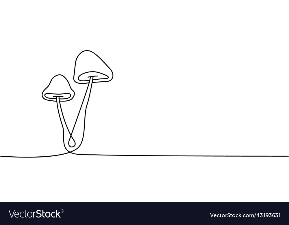 Mushroom one line continuous drawing Royalty Free Vector