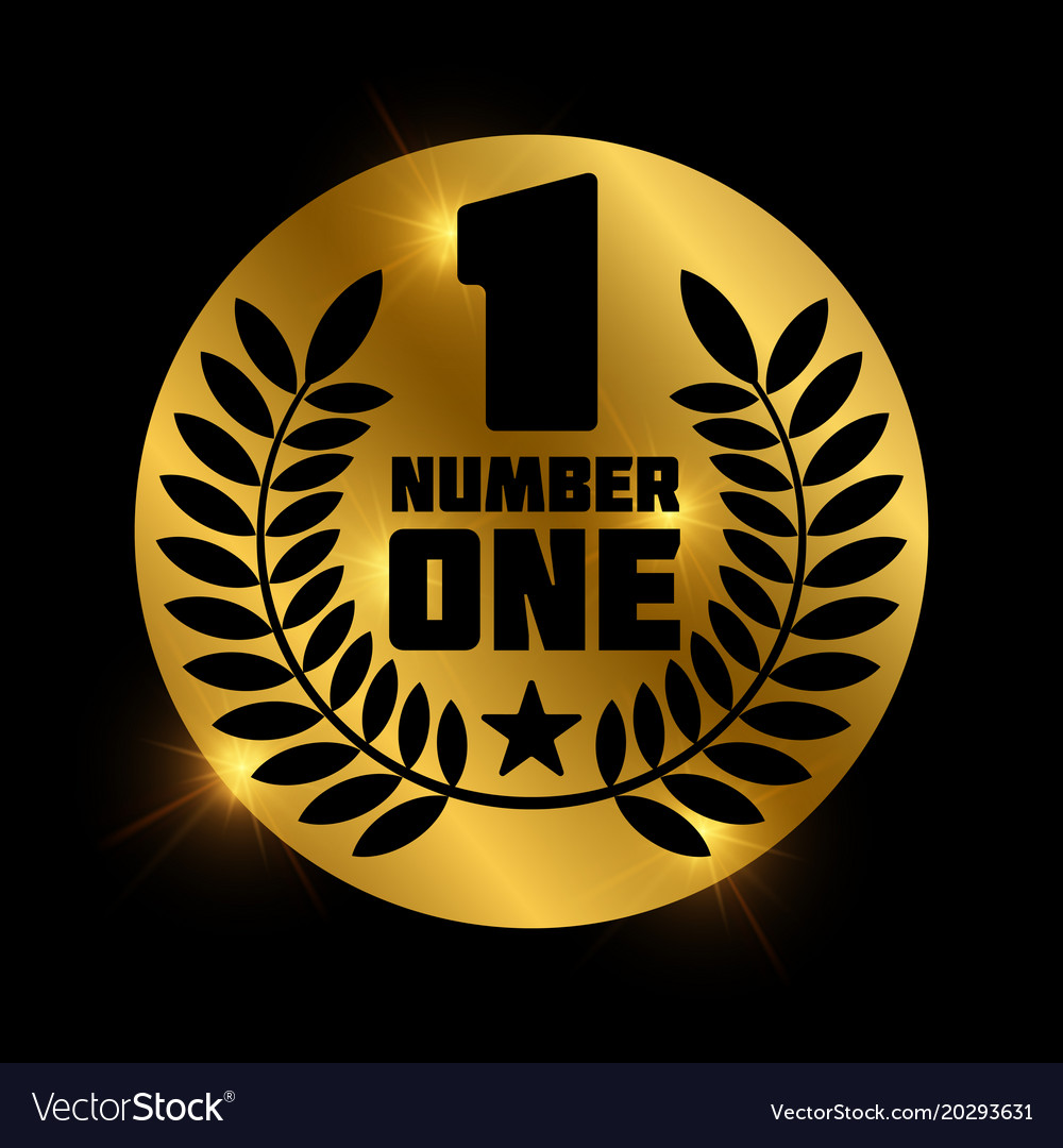 Number one retro label on shiny golden circle Vector Image