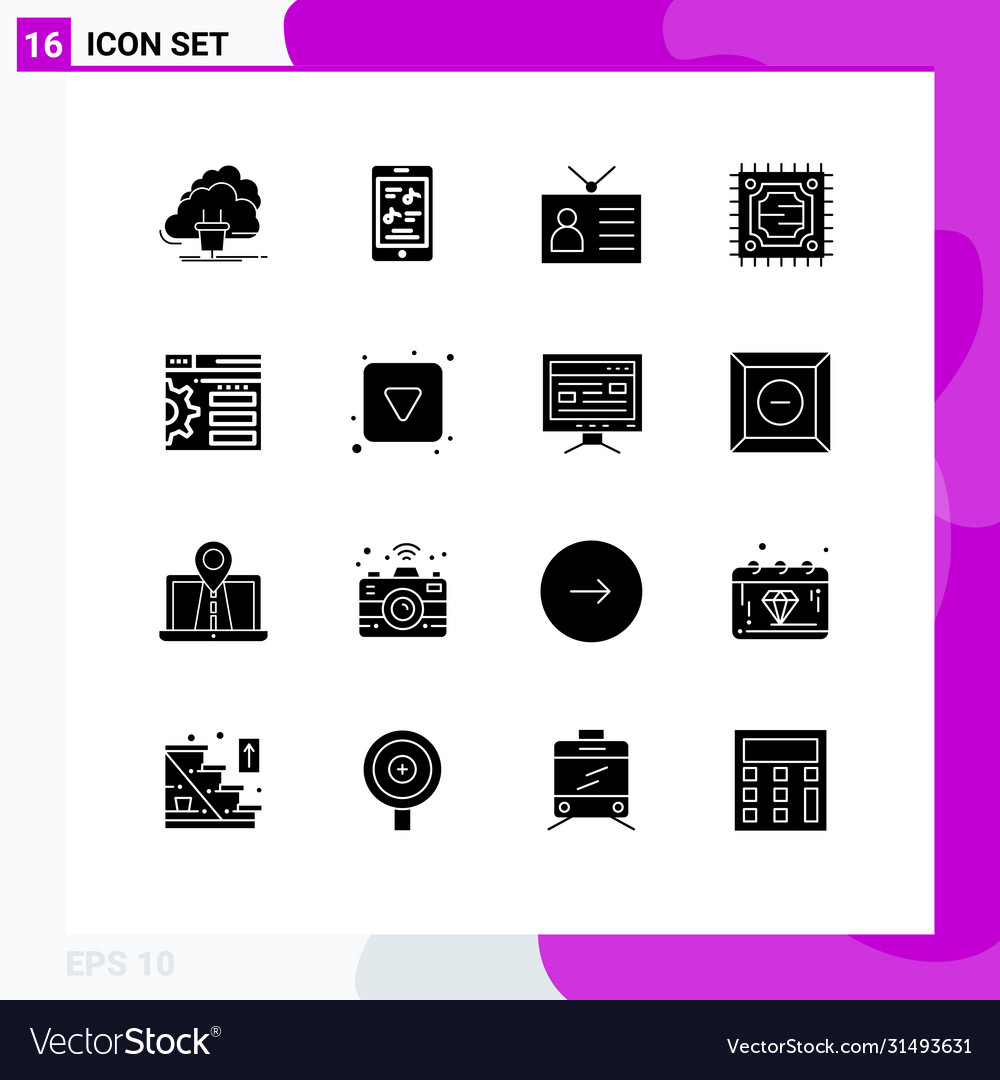 Pack 16 modern solid glyphs signs and symbols