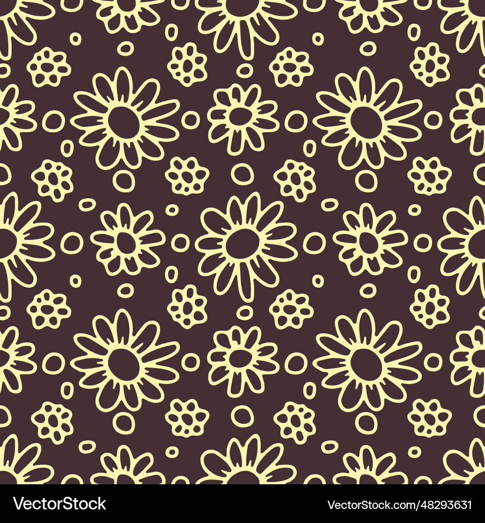 Retro seamless pattern with flowers Royalty Free Vector