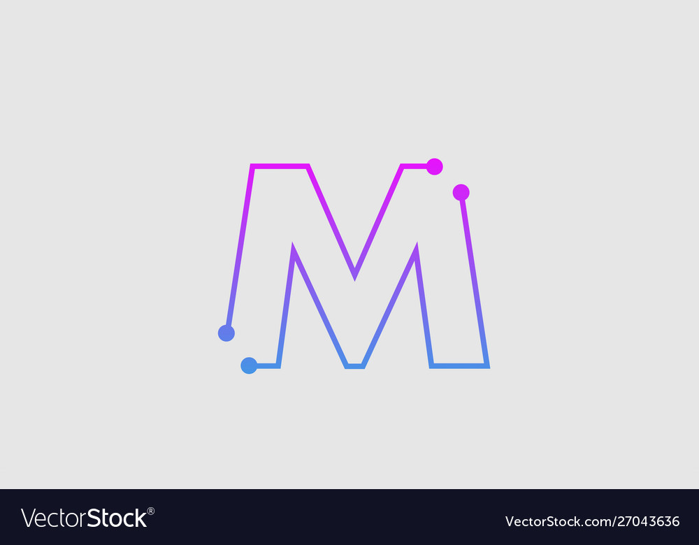 Alphabet Letter M Logo Design With Colors Pink Vector Image