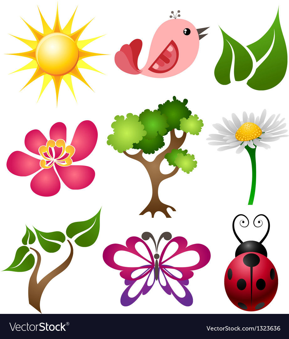 Spring symbol set Royalty Free Vector Image - VectorStock