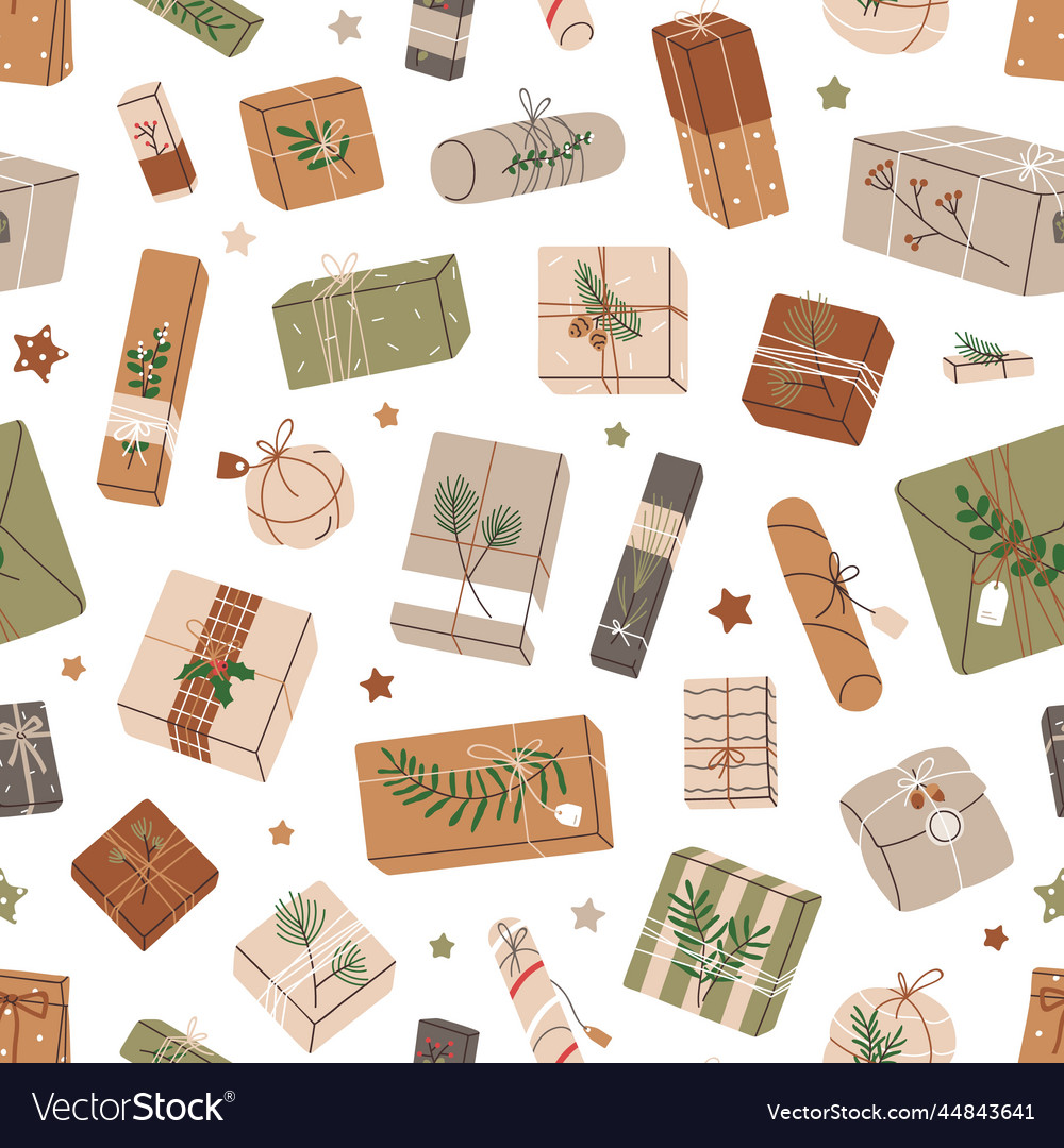 Christmas gifts pattern seamless background