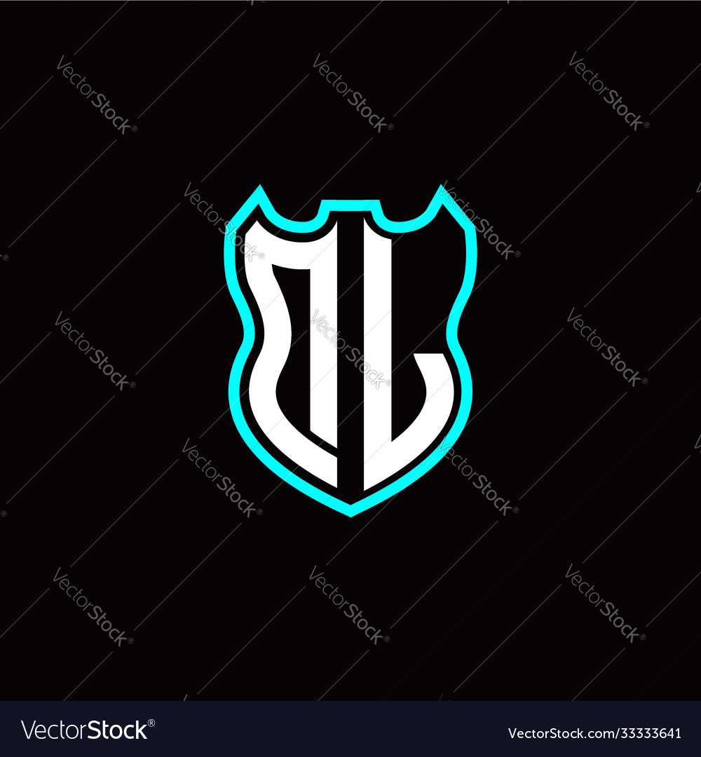 D l initial logo design with shield shape