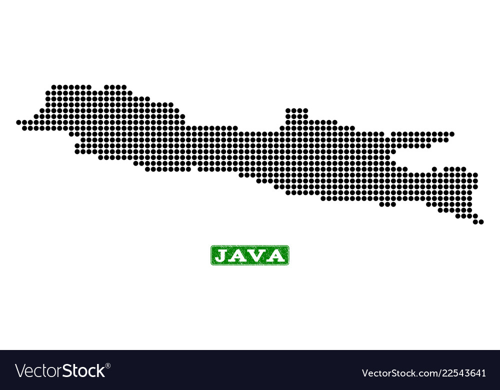 Dotted map of java island and grunge rectangle Vector Image