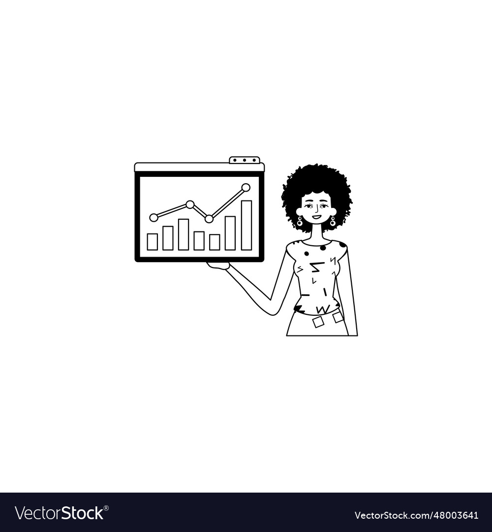 Female child holds a graph of increase