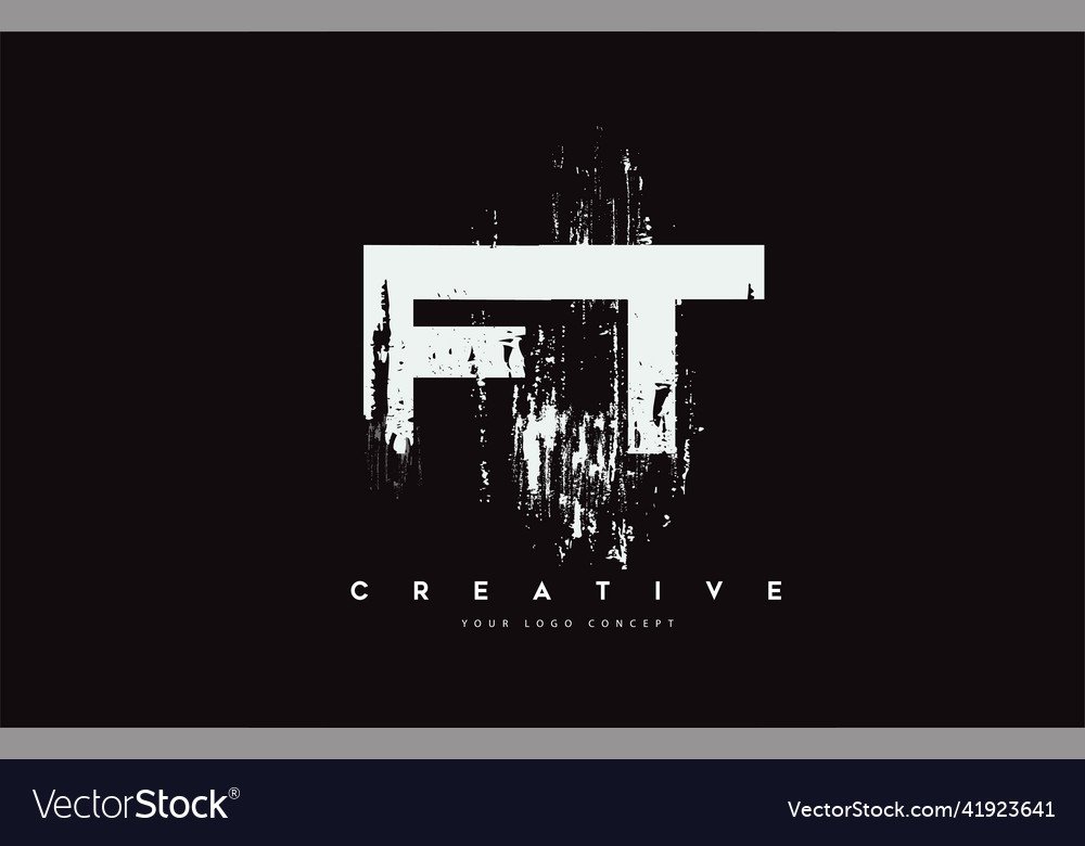 Ft f t grunge Pinsel Buchstaben Logo Design in weiß