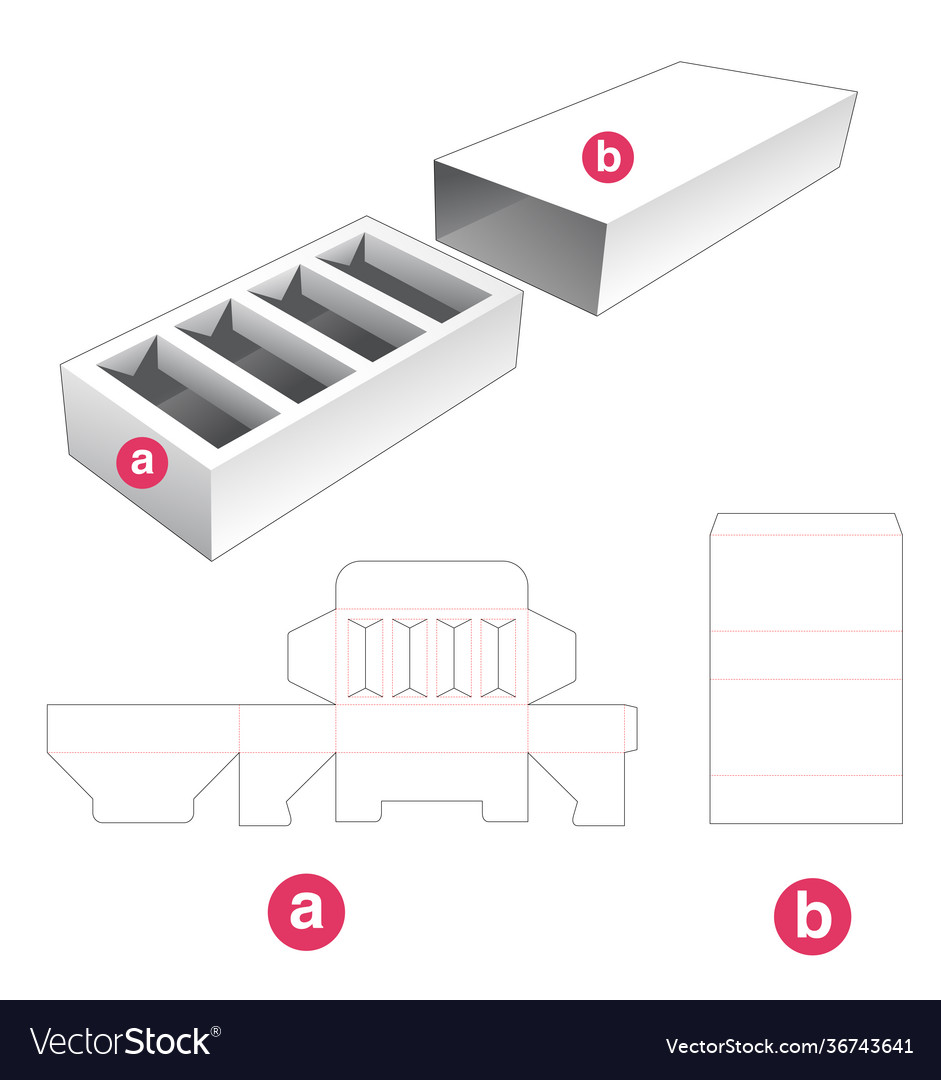 Insert supporter box with cover die cut template