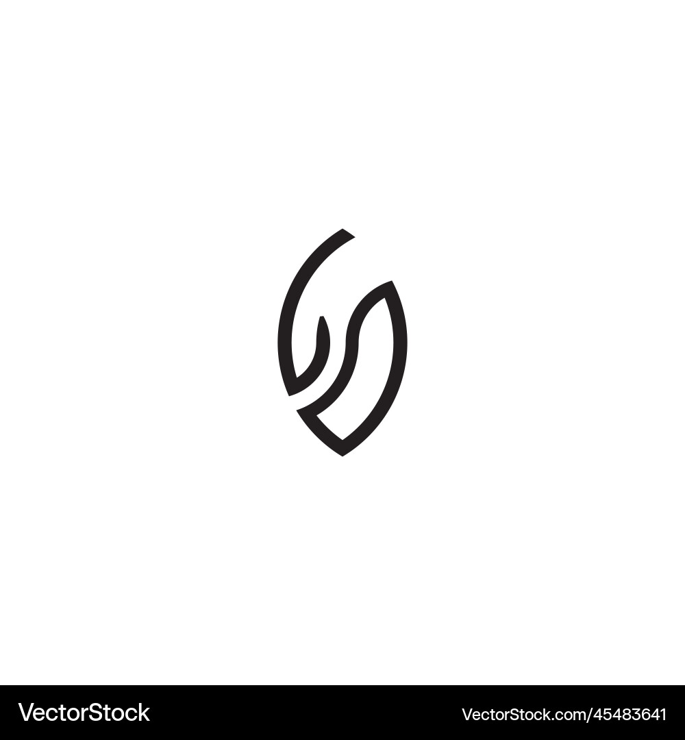 Lo leaf shape line initial concept with high Vector Image