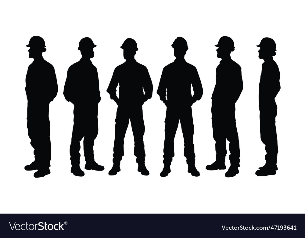 Male architect silhouette set on a white Vector Image