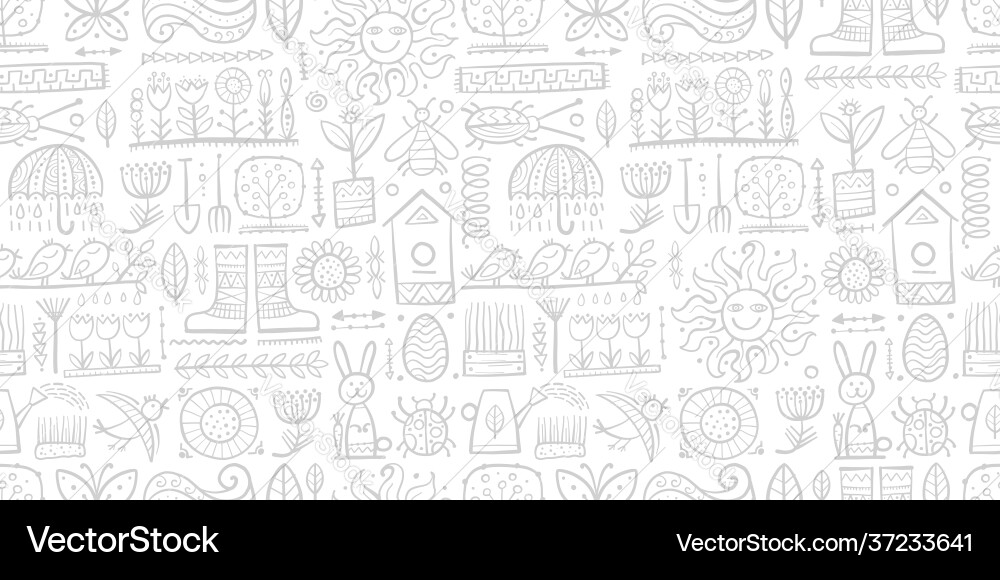 Spring and gardening background seamless pattern Vector Image