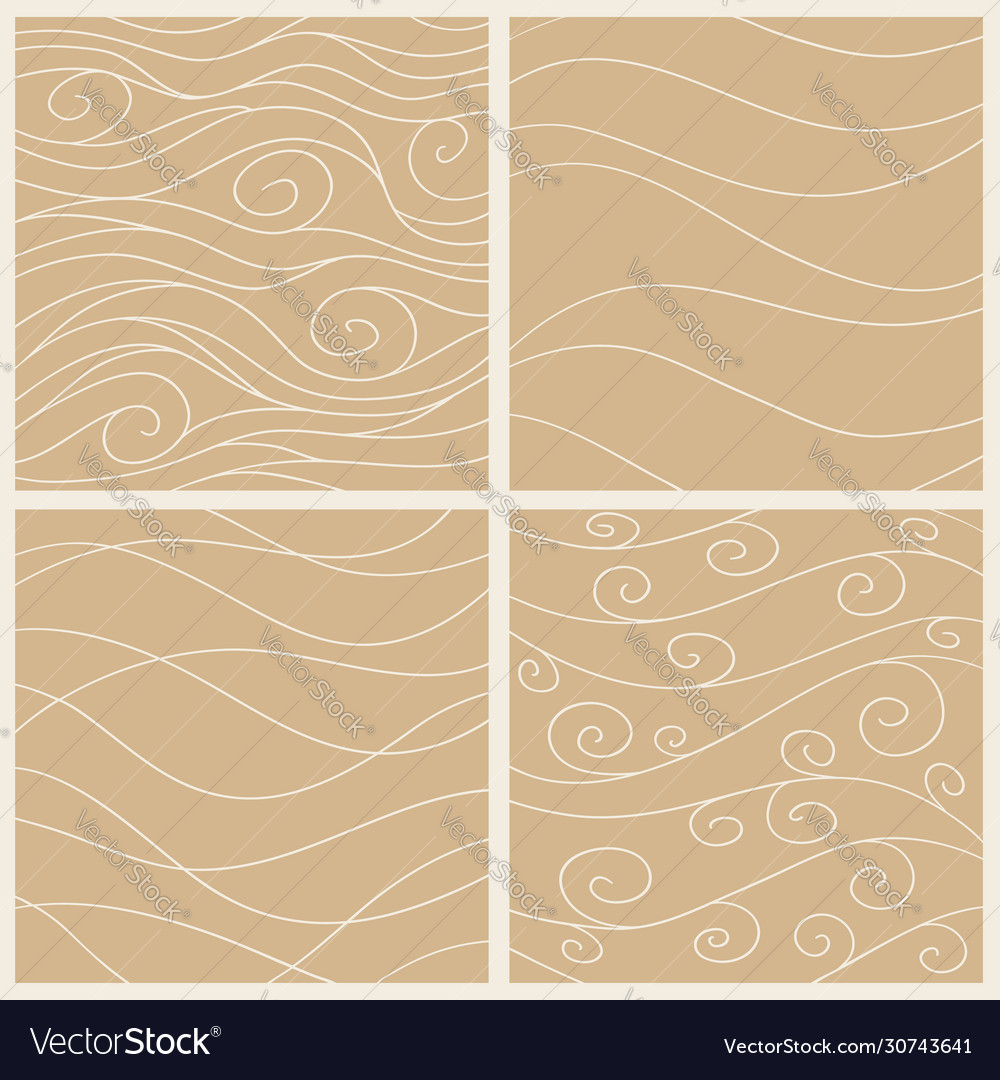 Vintage wavy patterns set Royalty Free Vector Image