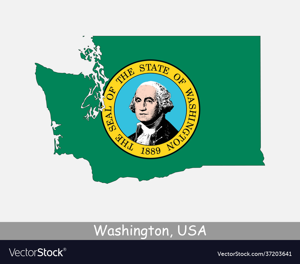 Washington usa map flag vector image Washington usa map flag