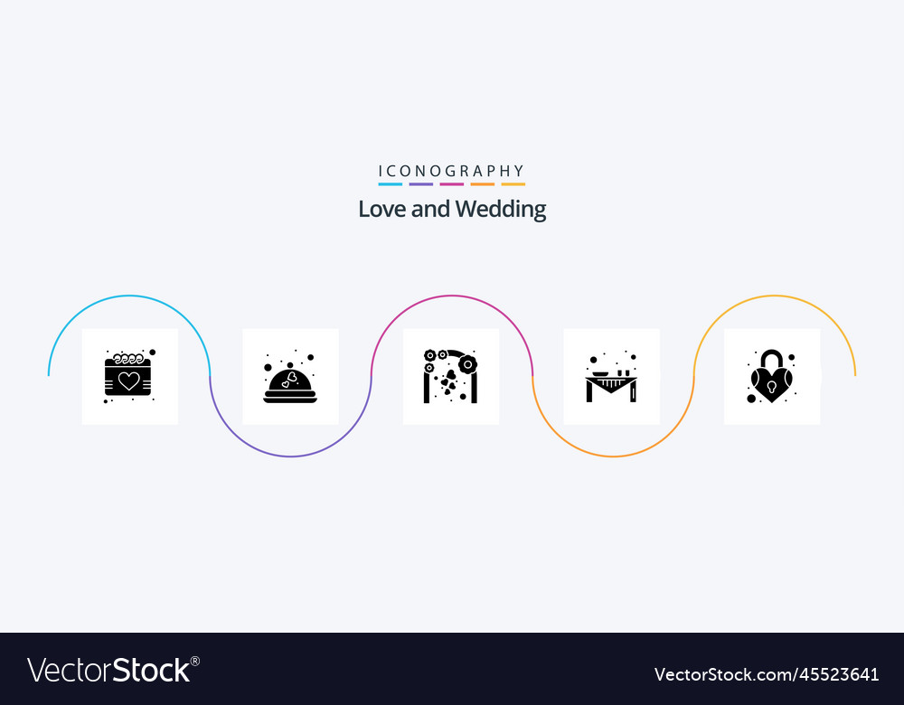 Wedding glyph 5 icon pack including lock party