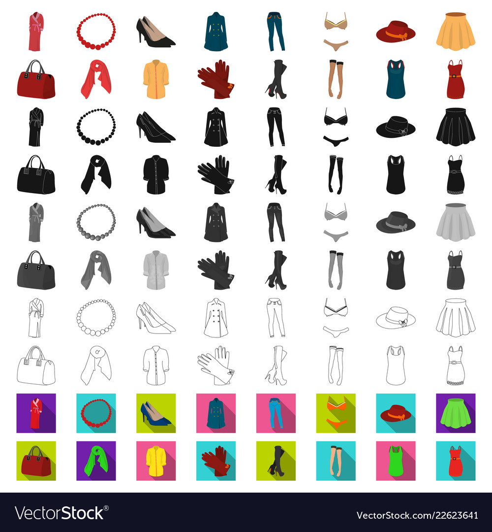 Women Clothing Cartoon Icons In Set Collection Vector Image