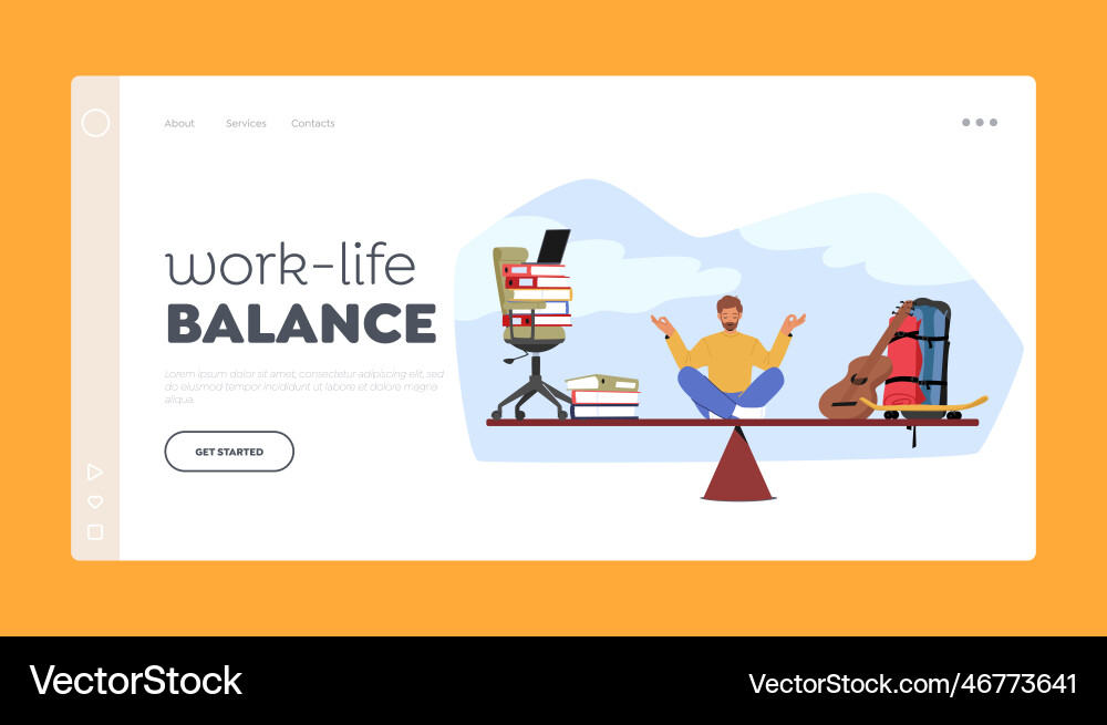 Work-life balance landing page template man Vector Image