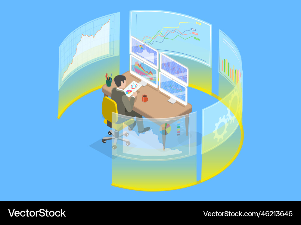 3d isometric flat conceptual Royalty Free Vector Image