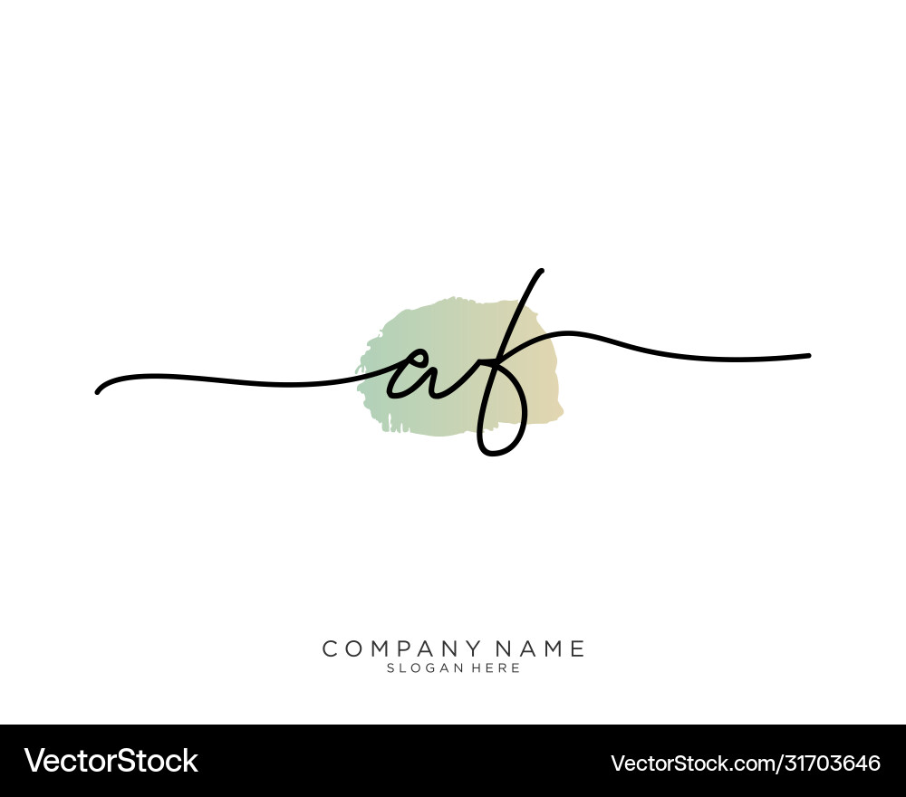Af initial handwriting logo design Royalty Free Vector Image