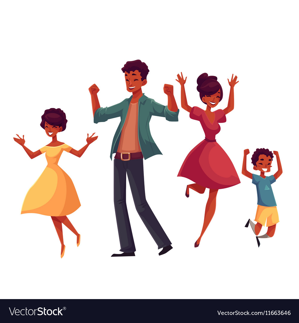 Cheerful cartoon style family jumping from Vector Image