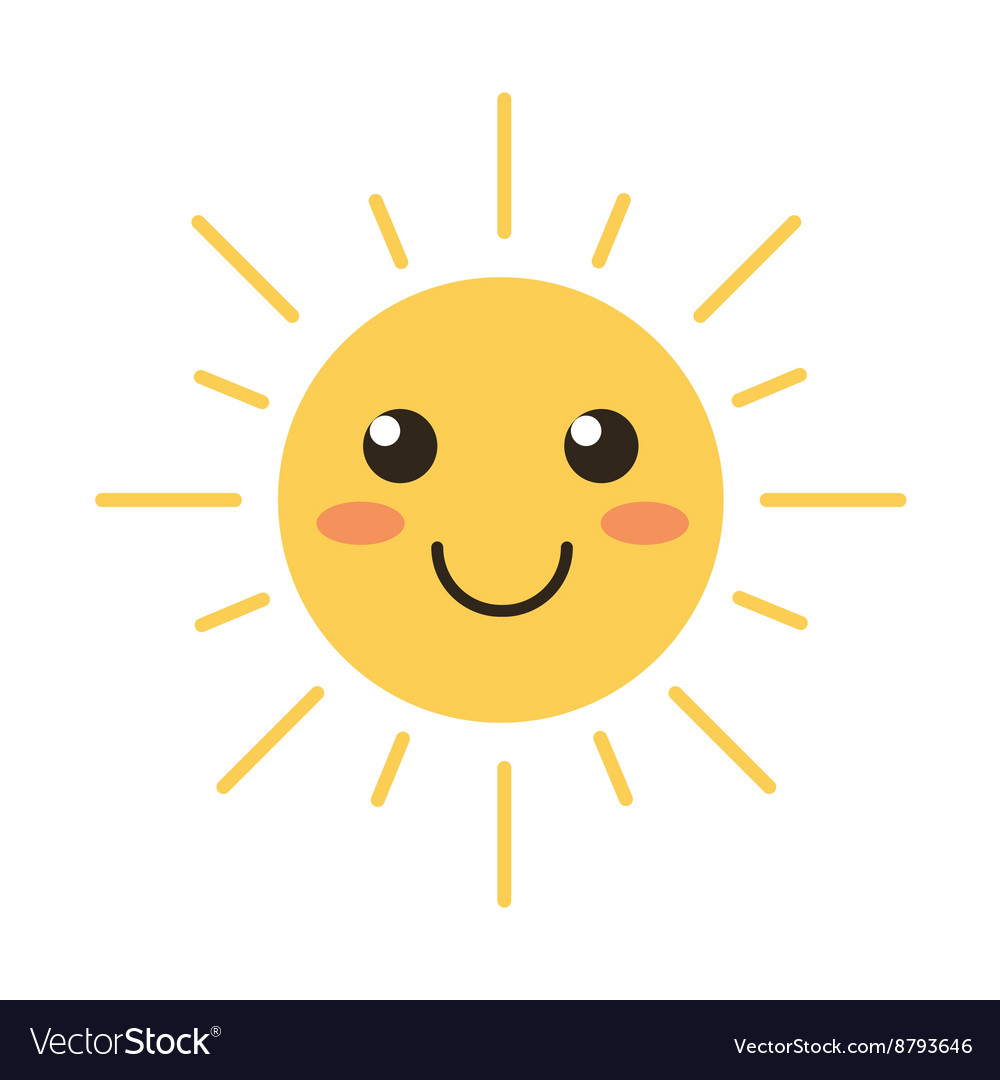 Flat Design Smiling Cartoon Sun Royalty Free Vector Image