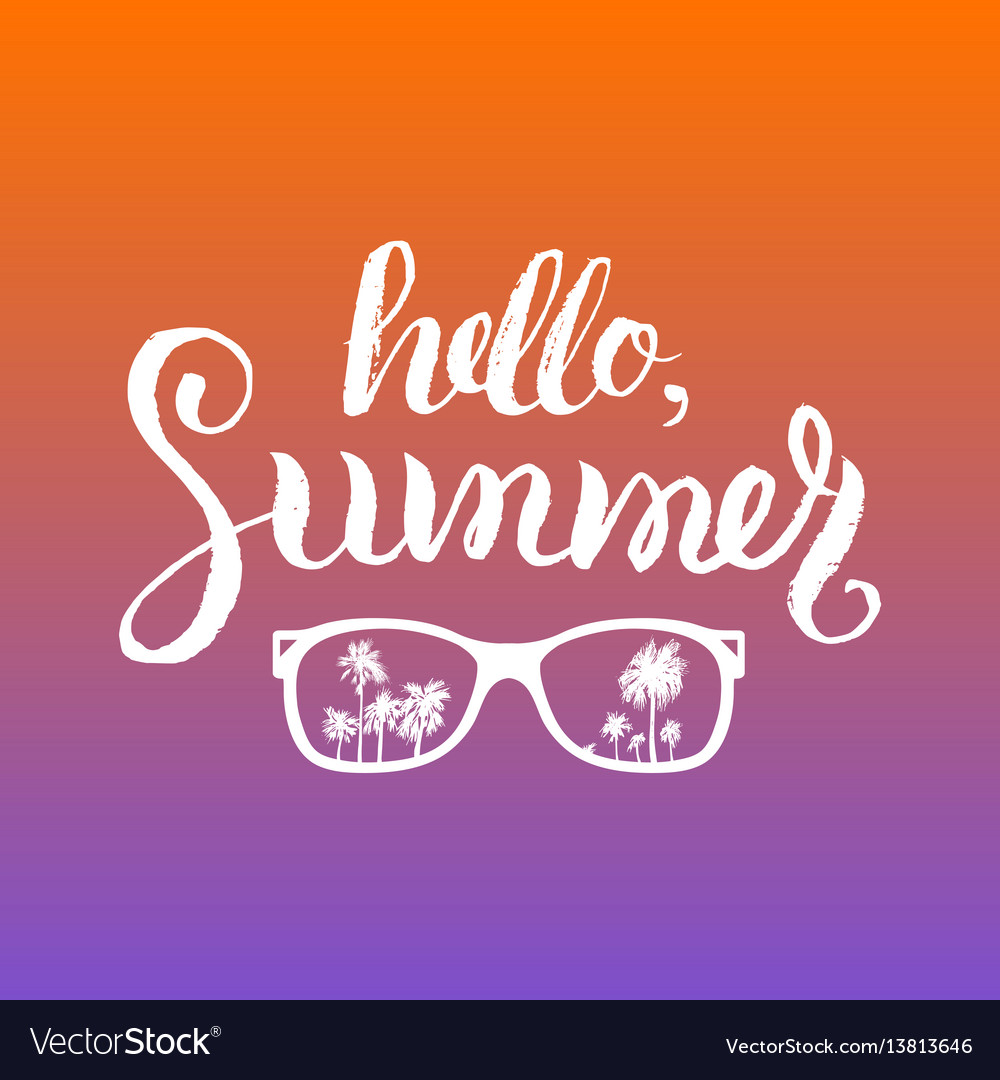 Hello summer hand lettering Royalty Free Vector Image