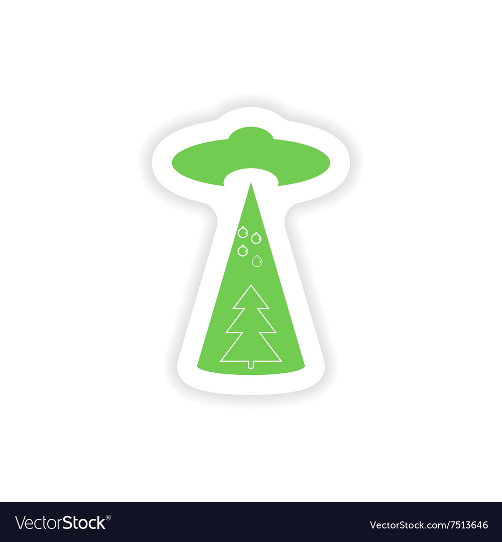 Paper sticker on white background christmas tree