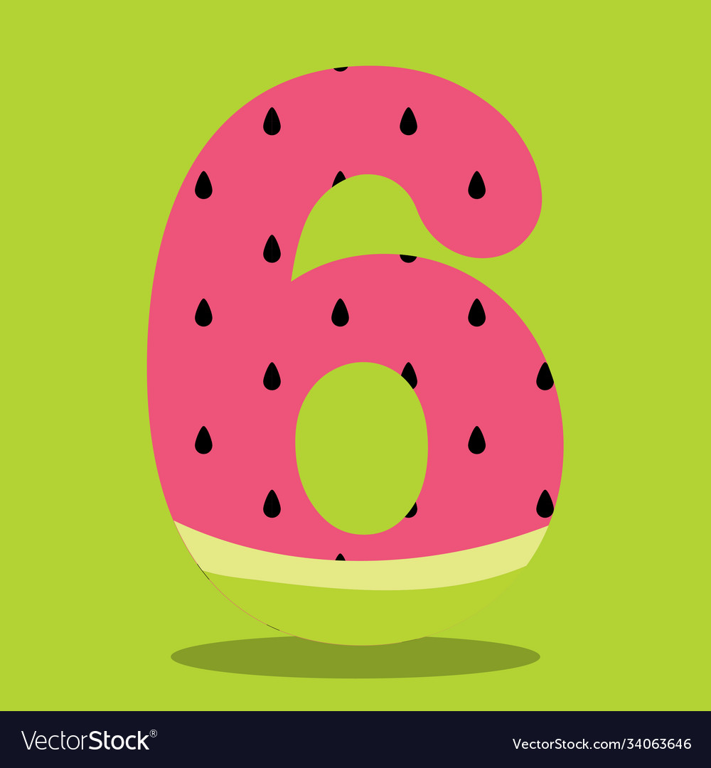 Watermelon numbers 06 Royalty Free Vector Image