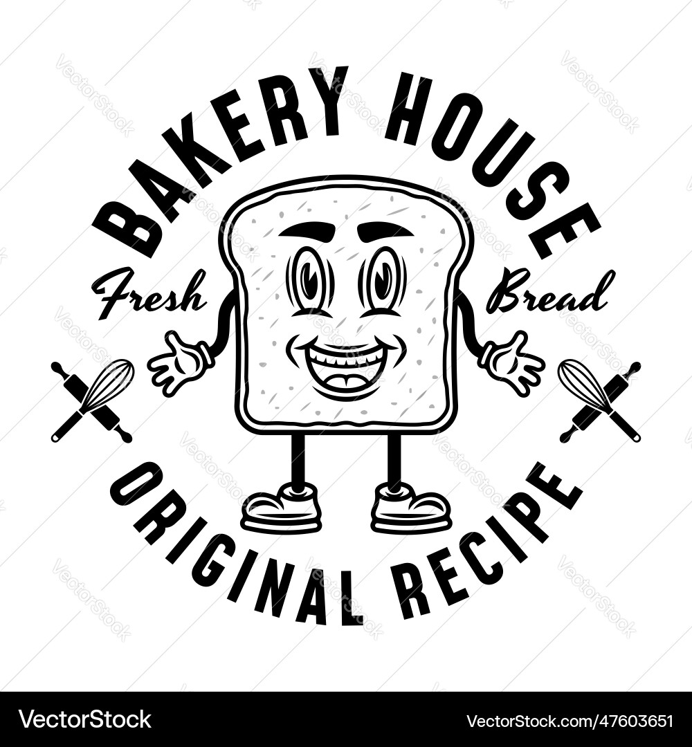 Bakery house monochrome emblem badge Royalty Free Vector