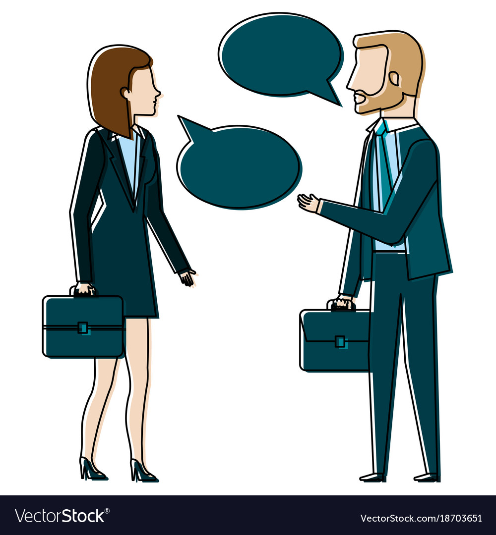 Businesspeople with speech bubbles avatars Vector Image