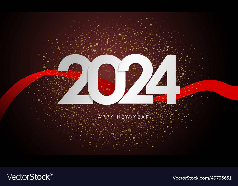 Happy new year 2024 elegant gold text Royalty Free Vector