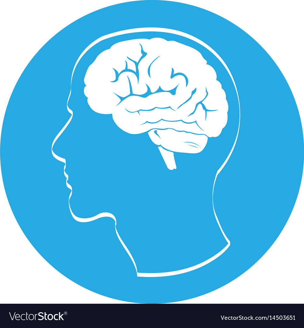 Isolated head with a brain Royalty Free Vector Image