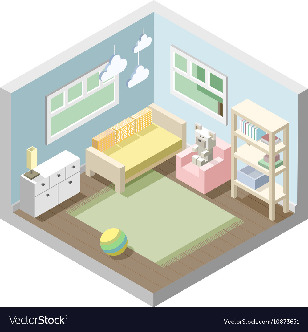 Isometric Nursery Kids Room Set Of Isometric Nursery Kids Room Set Of