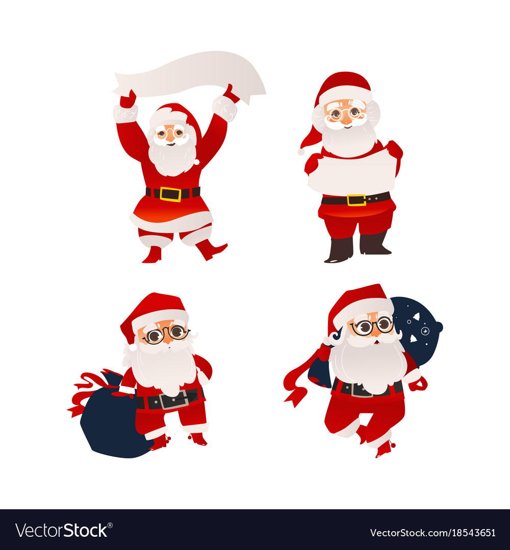 Santa claus holding banner board and present bag