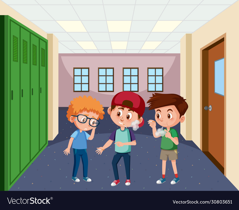 Scene with kid bullying their friend at school Vector Image