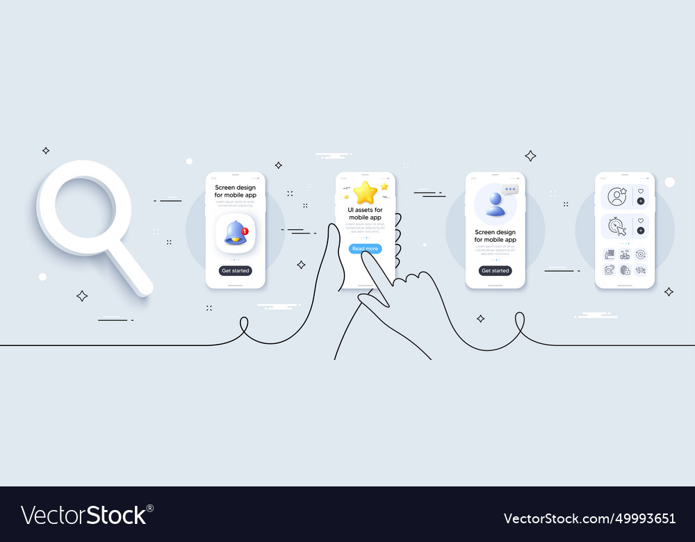 Search flight lock and timer line icons pack