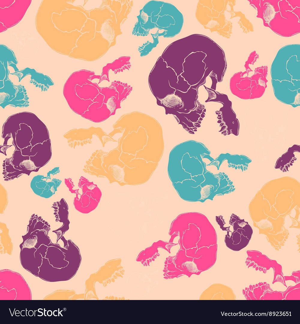 Terrible frightening seamless pattern with skull