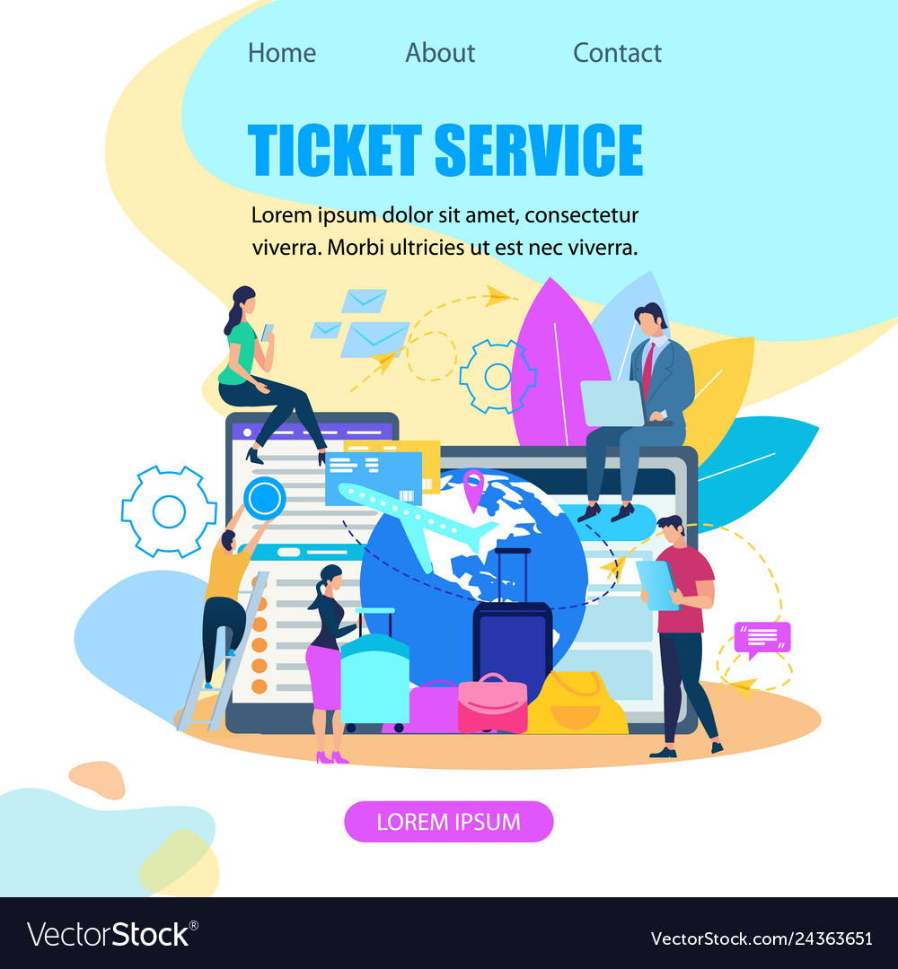 Ticket booking service flat web banner