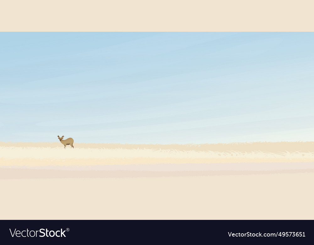 Young deer in countryside fields landscape Vector Image