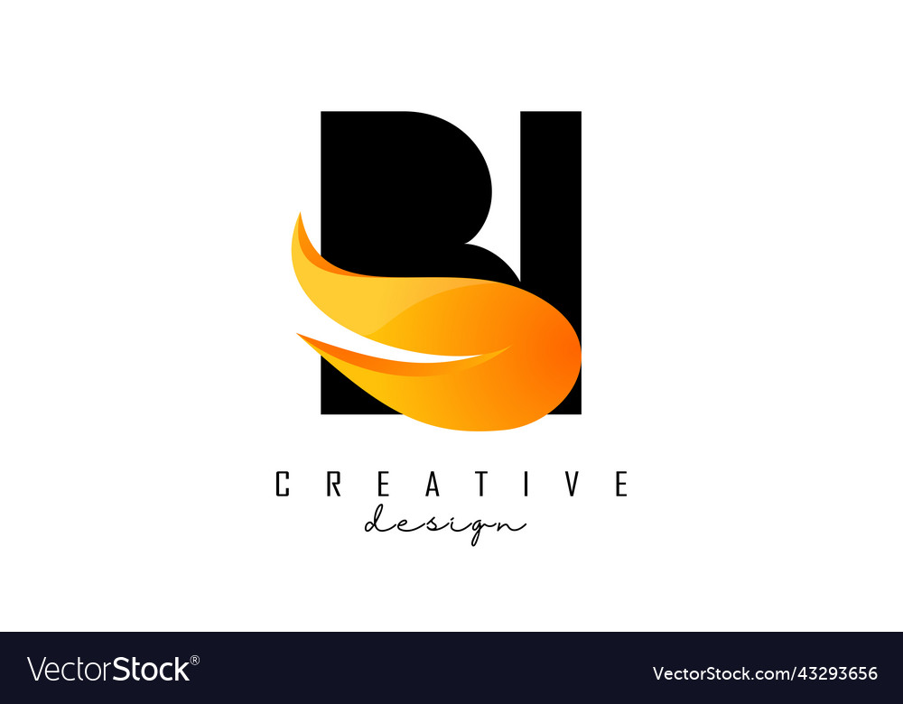 Abstract letters bi b i with fire flames