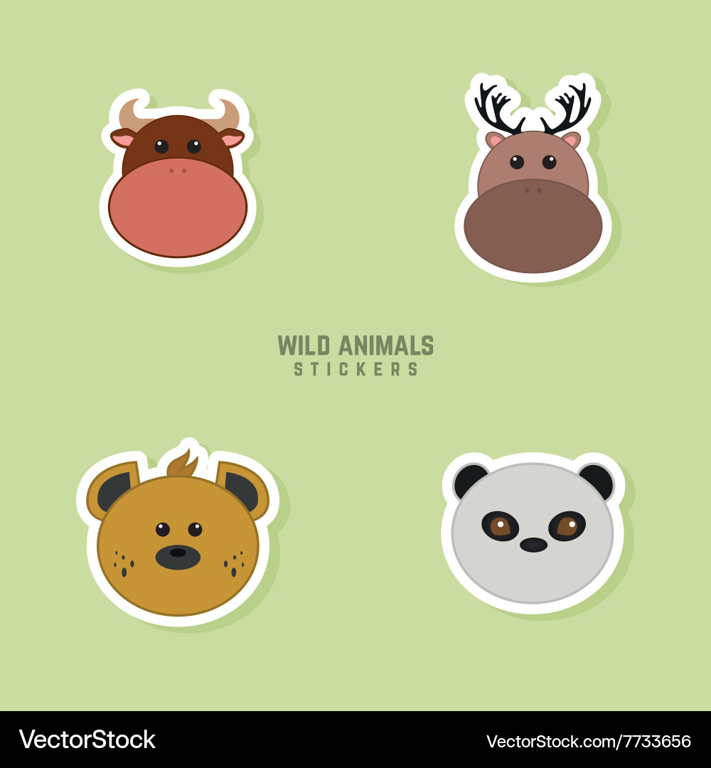 Cute animals faces Royalty Free Vector Image - VectorStock