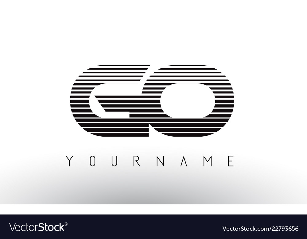 Go black and white horizontal stripes letter logo Vector Image