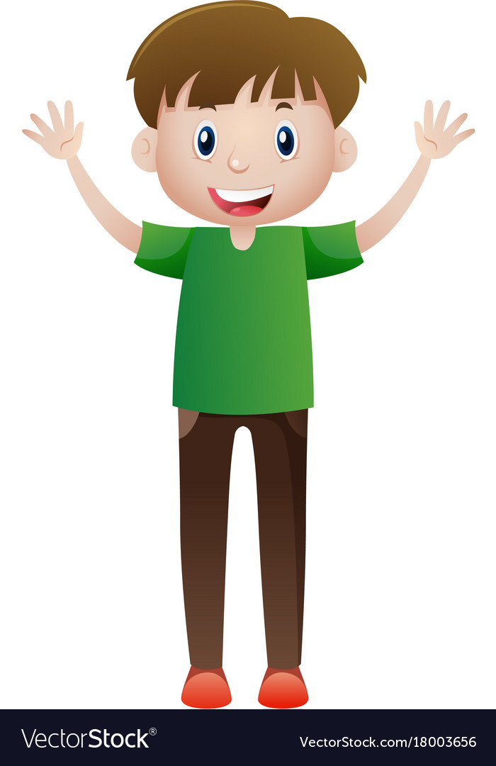 Happy man waving both hands Royalty Free Vector Image