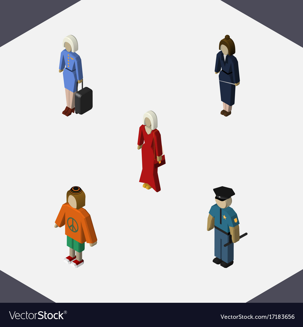 Isometric person set of businesswoman female