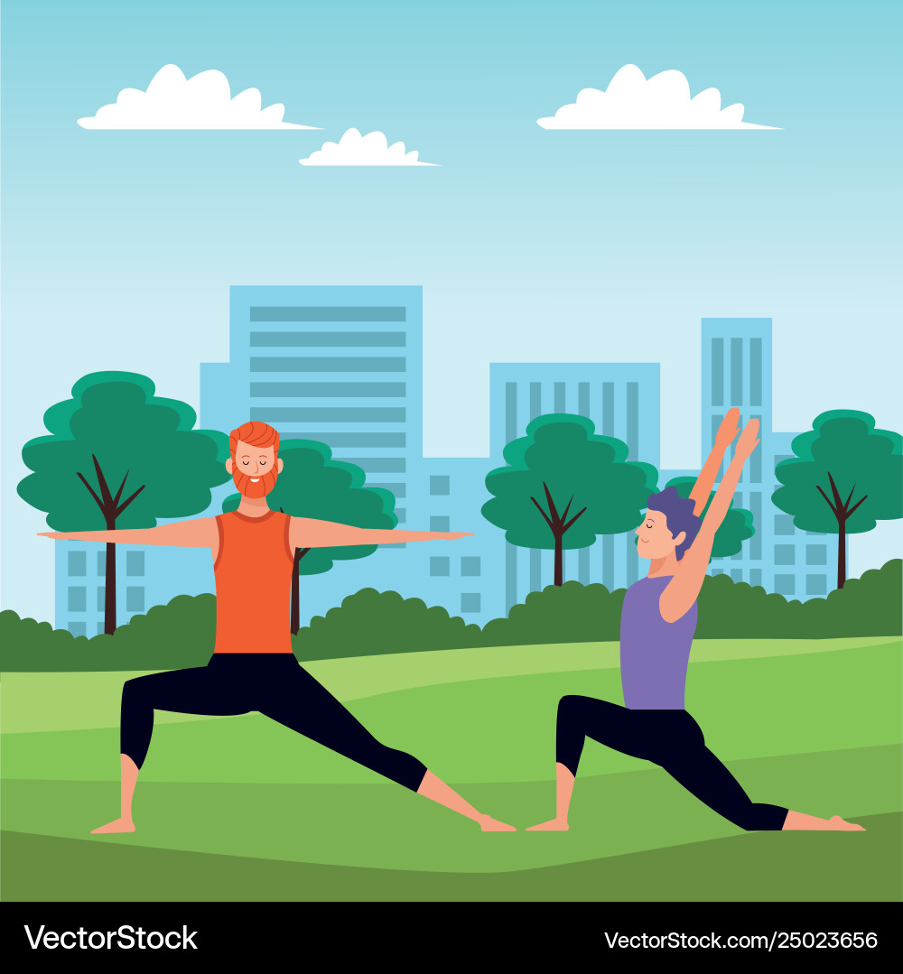 Men yoga poses Royalty Free Vector Image - VectorStock