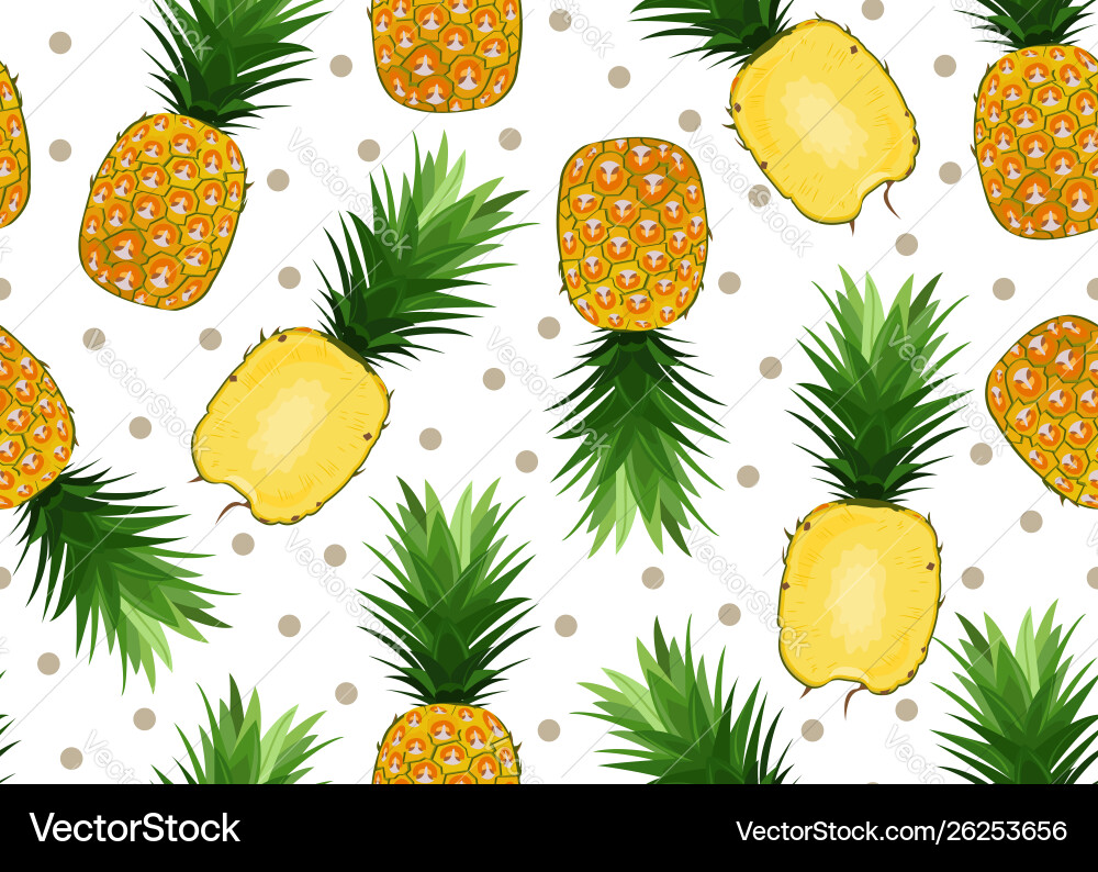 Pineapple seamless pattern on white background Vector Image