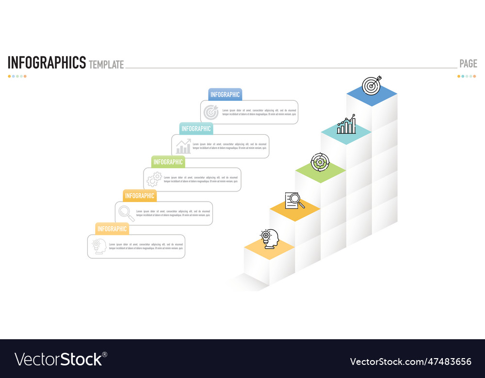 Stair ladder mind map isometric infographic Vector Image